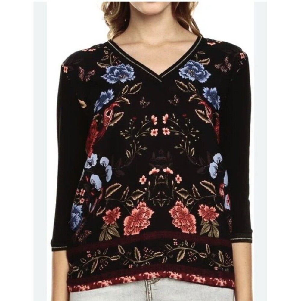 Desigual Granada black beaded floral top L